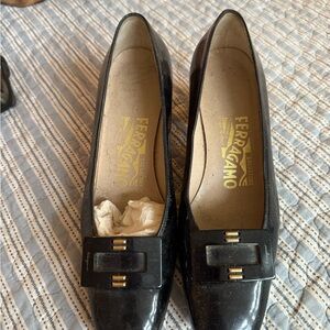 VTG Ferragamo Patent Leather Buckle Pumps